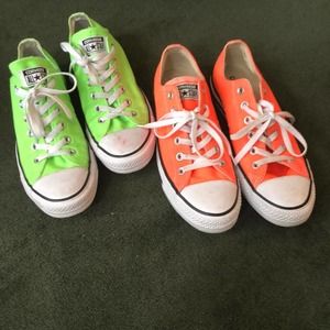 Converse All Star sz 8 men 10 Women bundle lot green and orange low